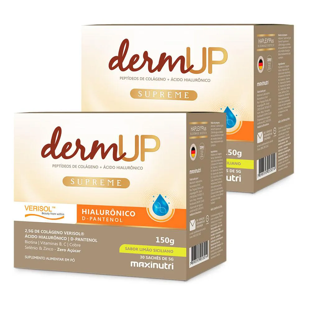 KIT 2 DERMUP VERISOL SACHE ÁCIDO HIALURôNICO D-PANTENOL LIMãO SICILIANO MAXINUTRI