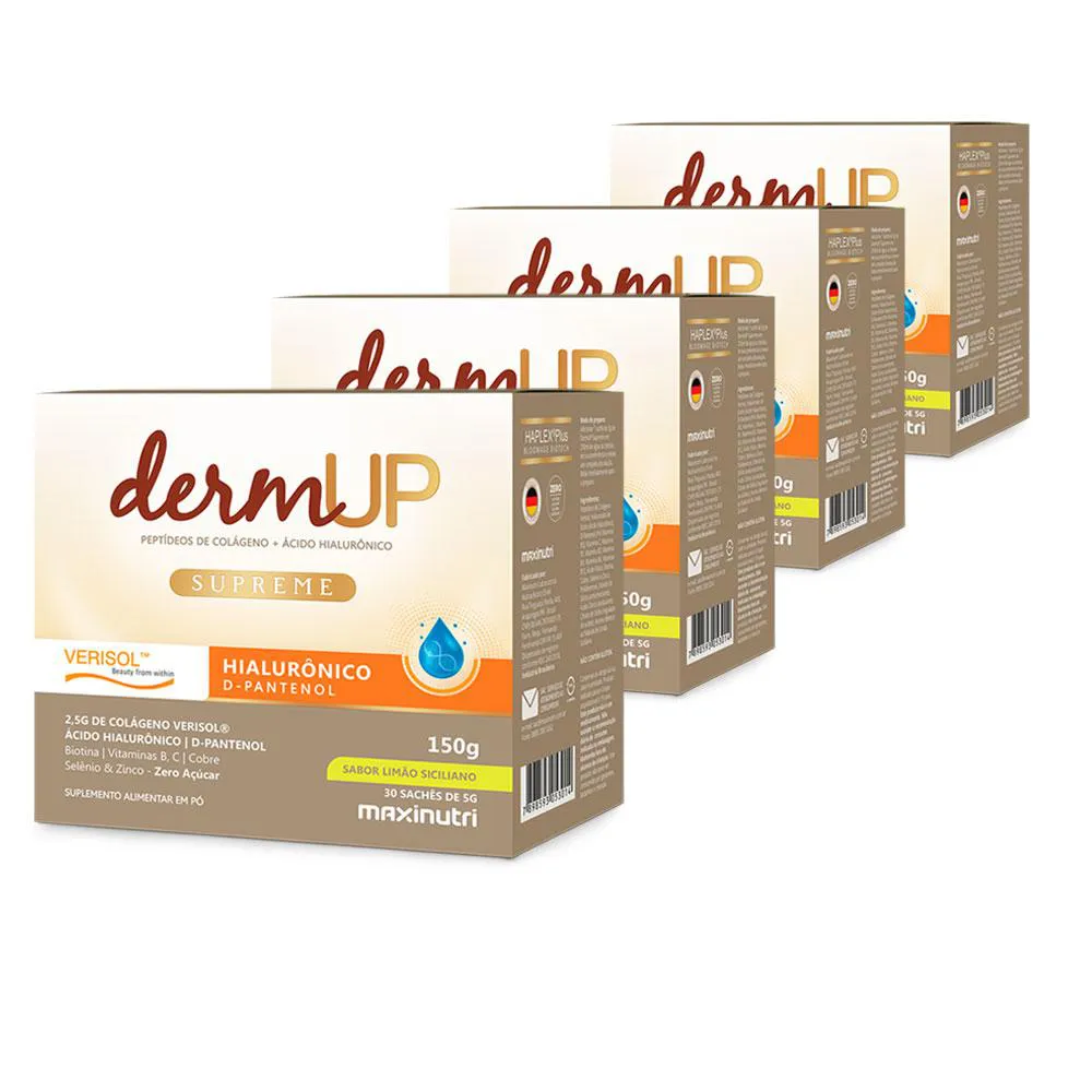KIT 4 DERMUP VERISOL SACHE ÁCIDO HIALURôNICO D-PANTENOL LIMãO SICILIANO MAXINUTRI