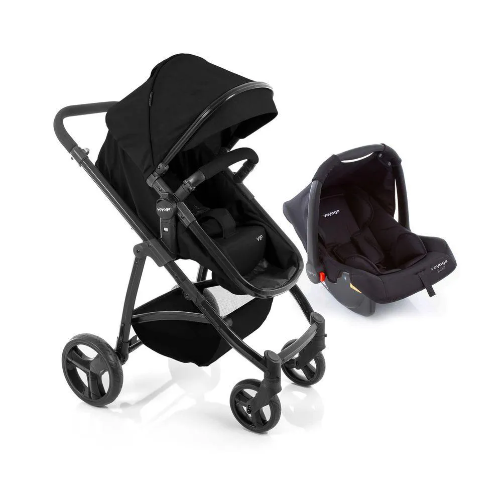 TRAVEL SYSTEM VOYAGE DU PRO VIP CARRINHO DE BEBê 0 A 15 KG COM BEBê CONFORTO BETA PRETO