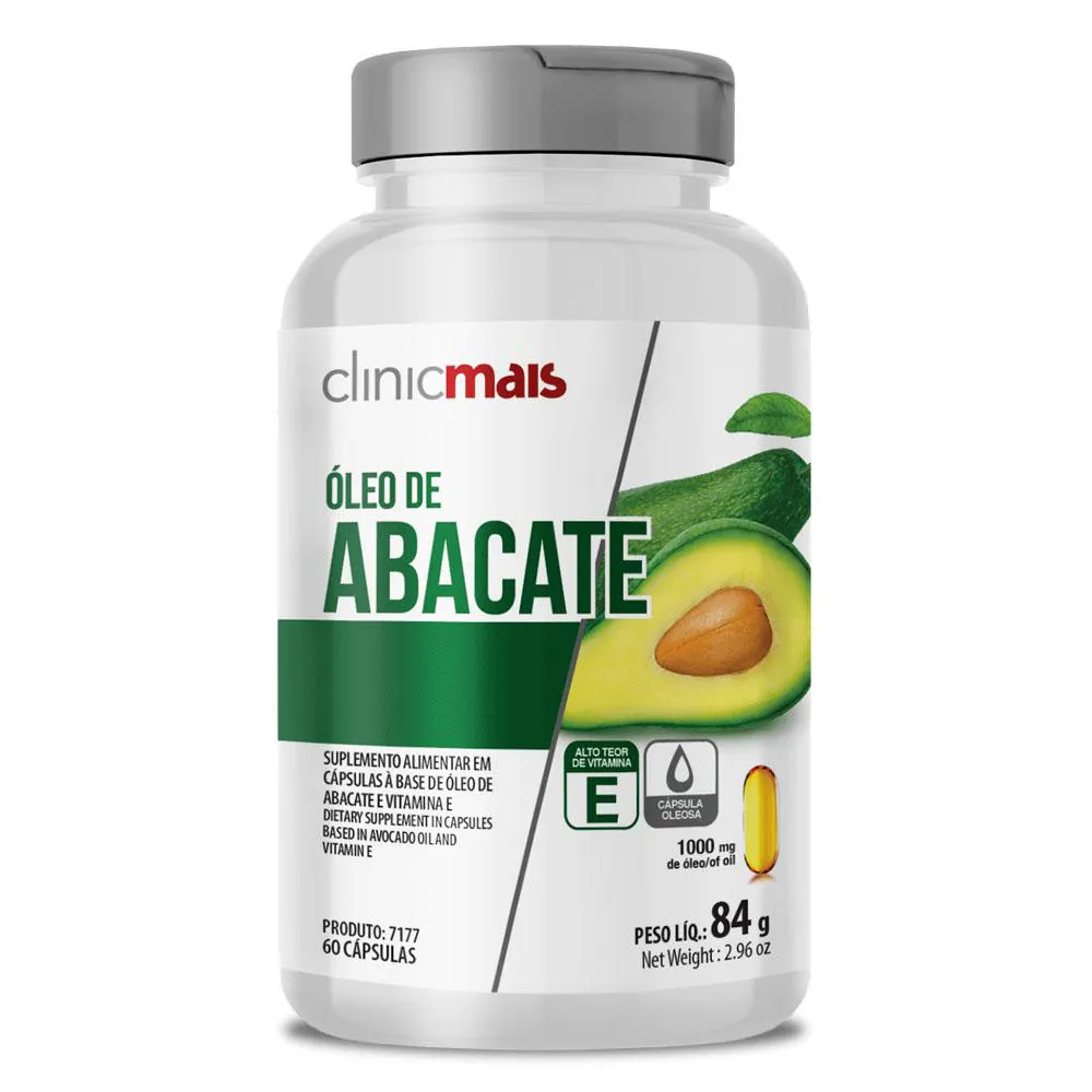 ÓLEO DE ABACATE PERSEA AMERICANA 1G 60 CáPSULAS CLINICMAIS Neutro