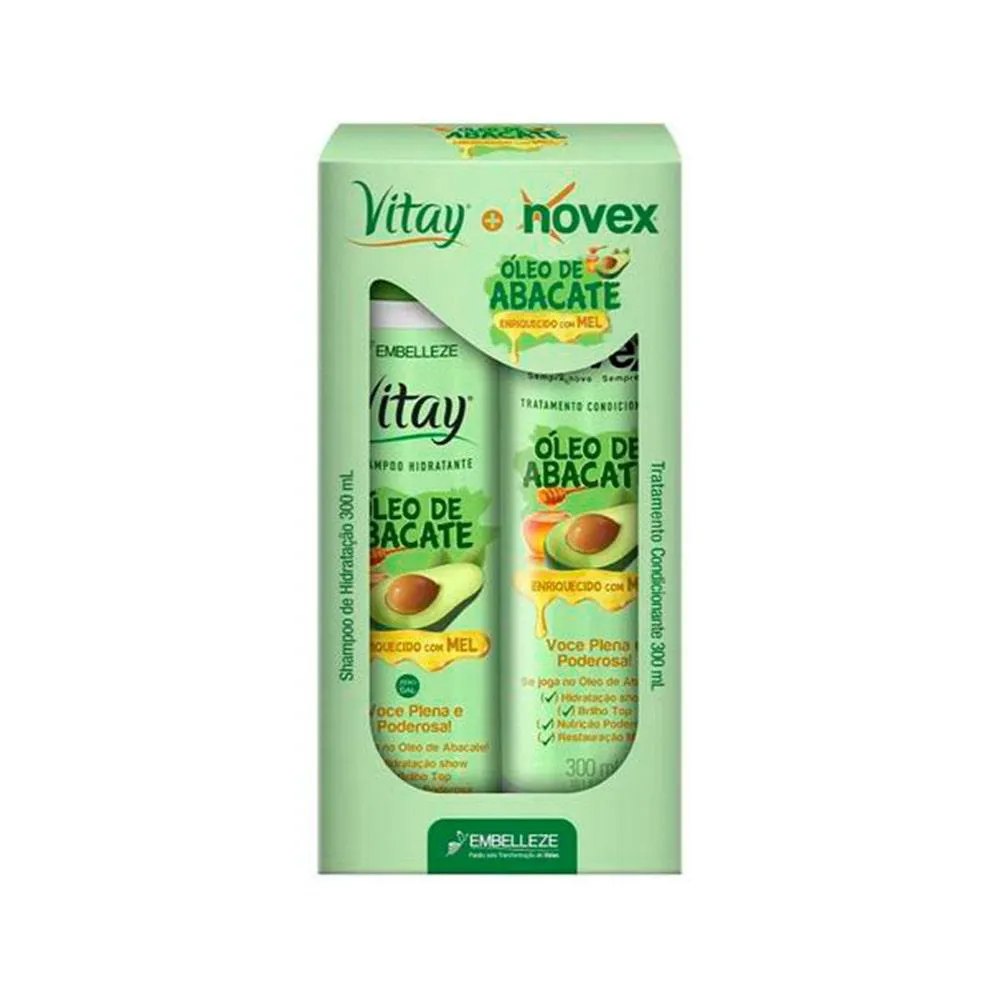 KIT SHAMPOO + CONDICIONADOR EMBELLEZE NOVEX ÓLEO DE ABACATE 300ML