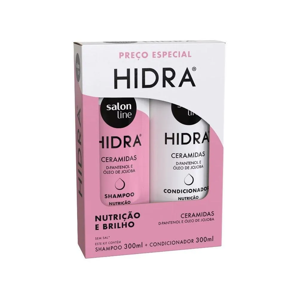 KIT SHAMPOO + CONDICIONADOR HIDRA NUTRIçãO E BRILHO SALON LINE 300ML