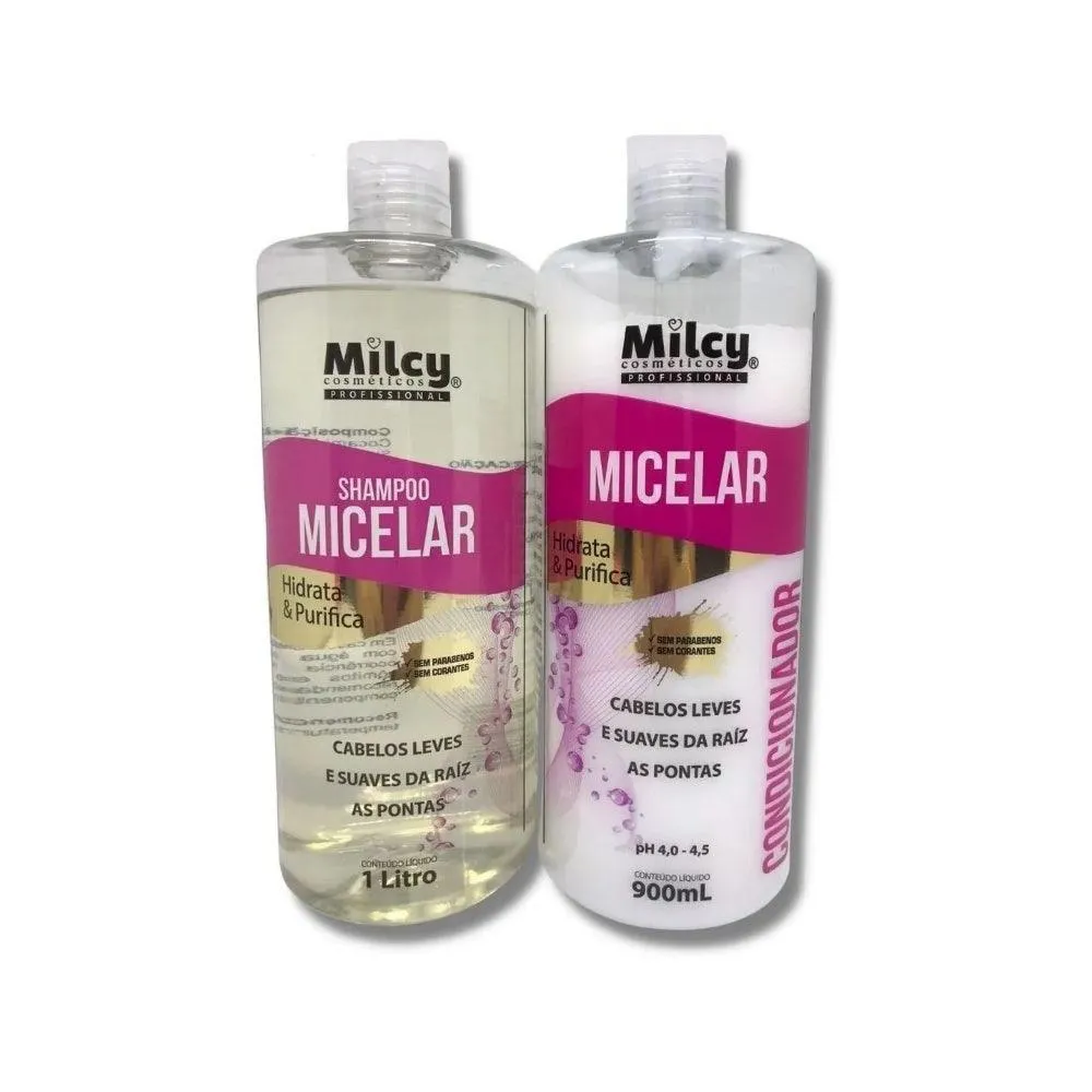 KIT SHAMPOO 1L + CONDICIONADOR 900ML MILCY MICELAR