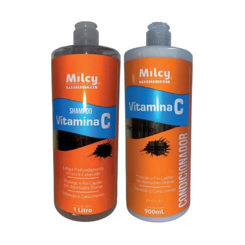 KIT SHAMPOO 1L + CONDICIONADOR 900ML MILCY VITAMINA C