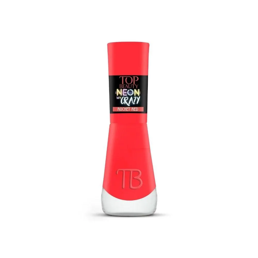 ESMALTE TOP BEAUTY CREMOSO PREMIUM NEON CRAZY ROCKET RED