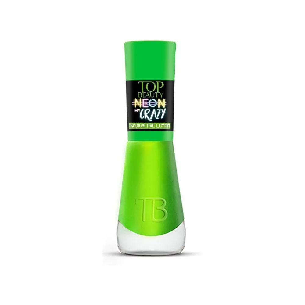 ESMALTE TOP BEAUTY CINTILANTE PREMIUM NEON CRAZY RADIOACTIVE LEMON