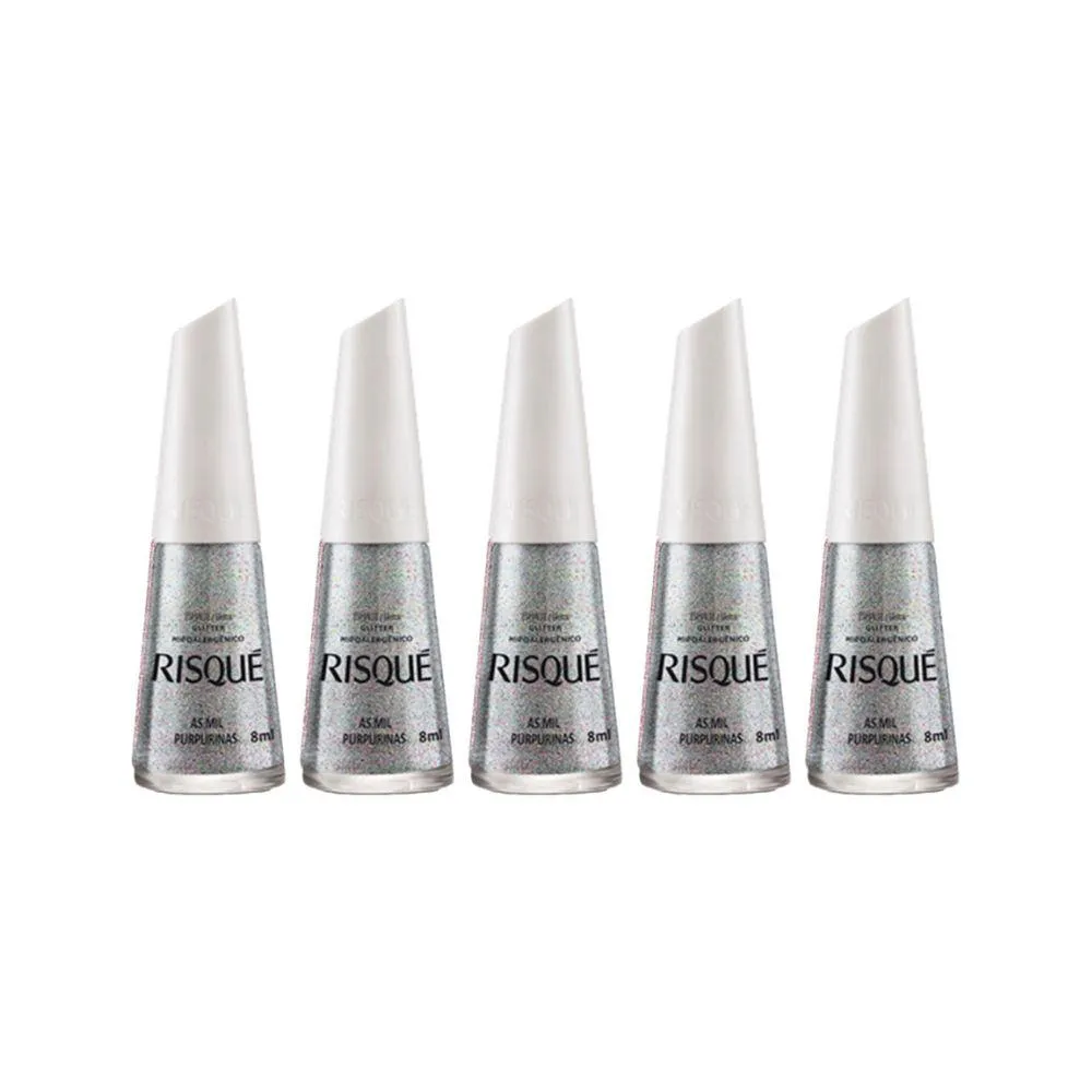 KIT ESMALTE RISQUé GLITTER PURPURINA (5 UNIDADES)