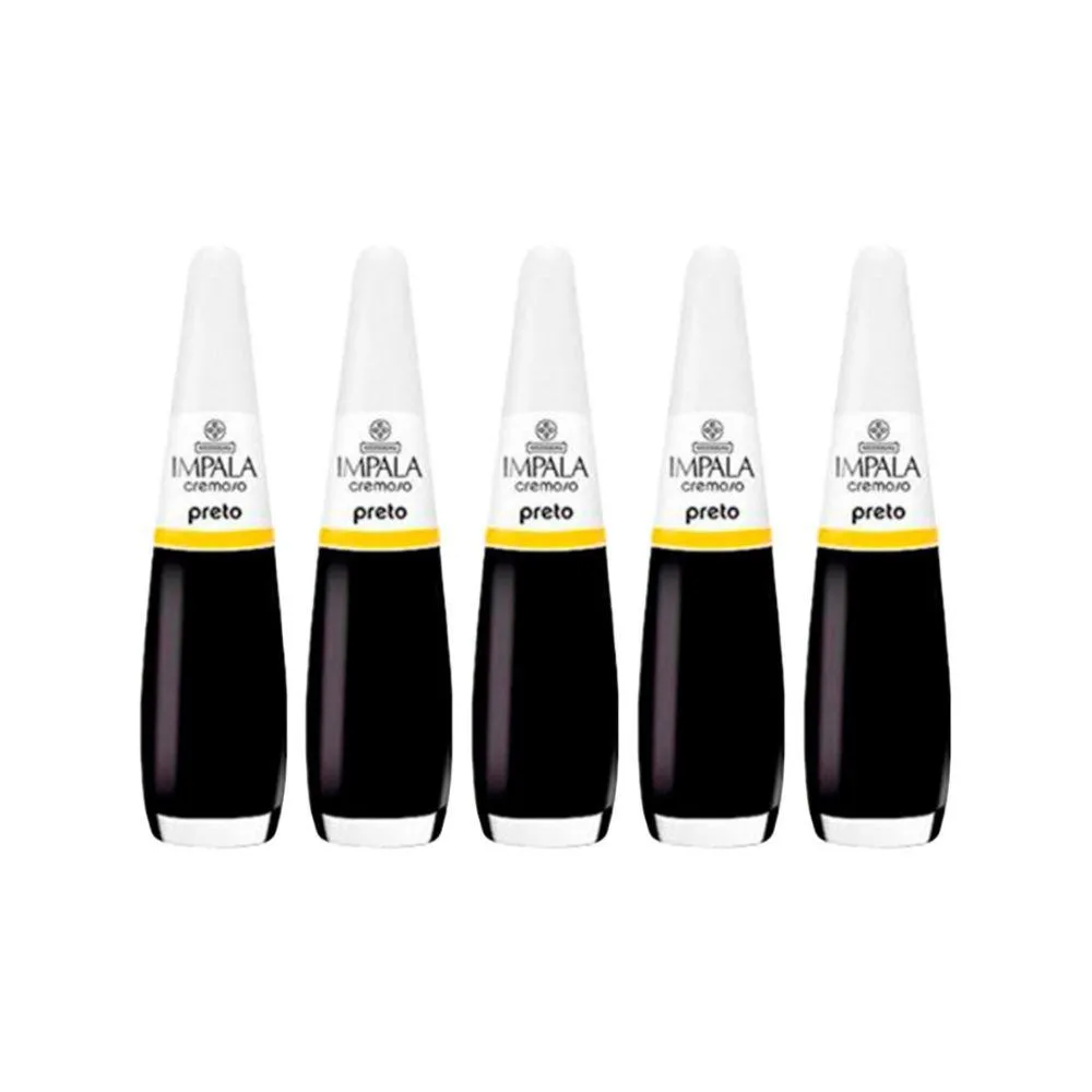 KIT ESMALTE IMPALA CREMOSO PRETO (5 UNIDADES)