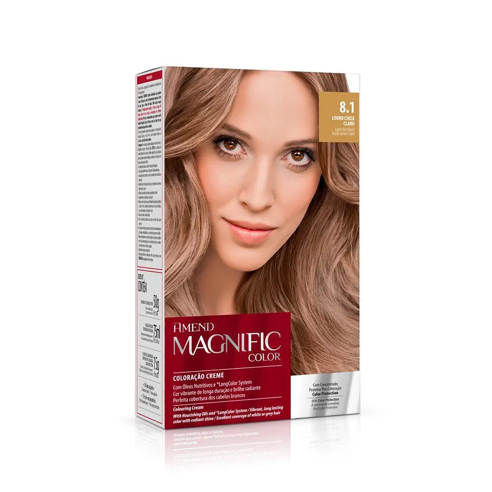 TINTURA AMEND MAGNIFIC COLOR 8.1 LOURO CINZA CLARO