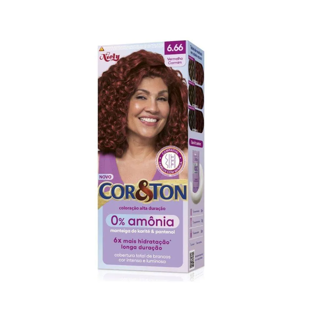 TINTURA COR&TON NIELY 0% AMôNIA 6.66 VERMELHO