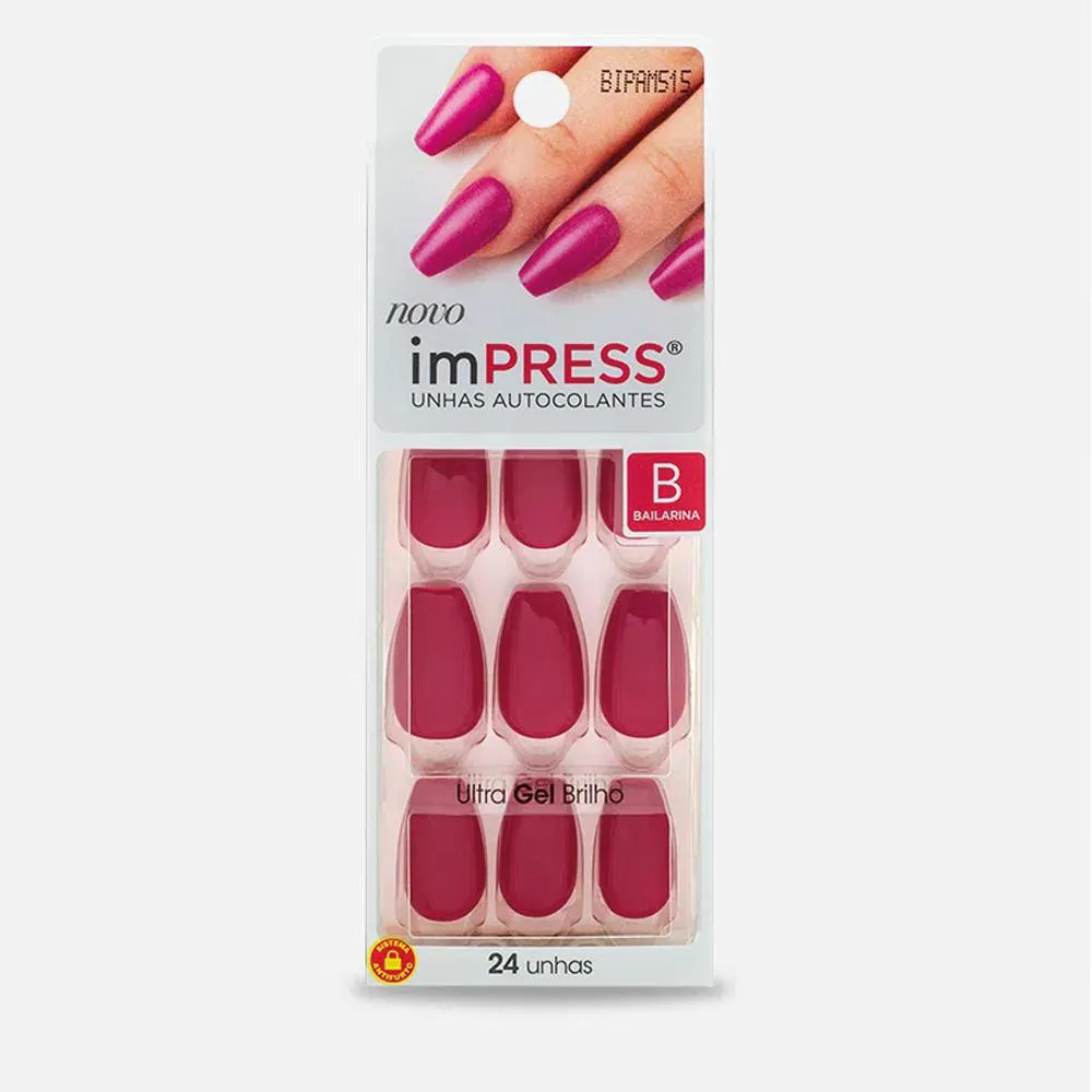 UNHAS POSTIçAS KISS NY IMPRESS AUTOCOLANTES BAILARINA RUBY C/24UN