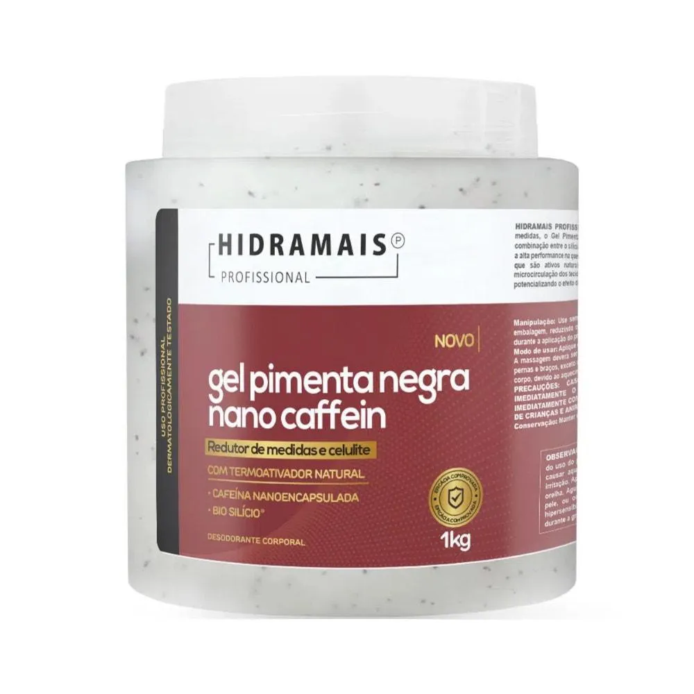 GEL REDUTOR CORPORAL HIDRAMAIS PIMENTA NEGRA NANO CAFFEIN 1KG