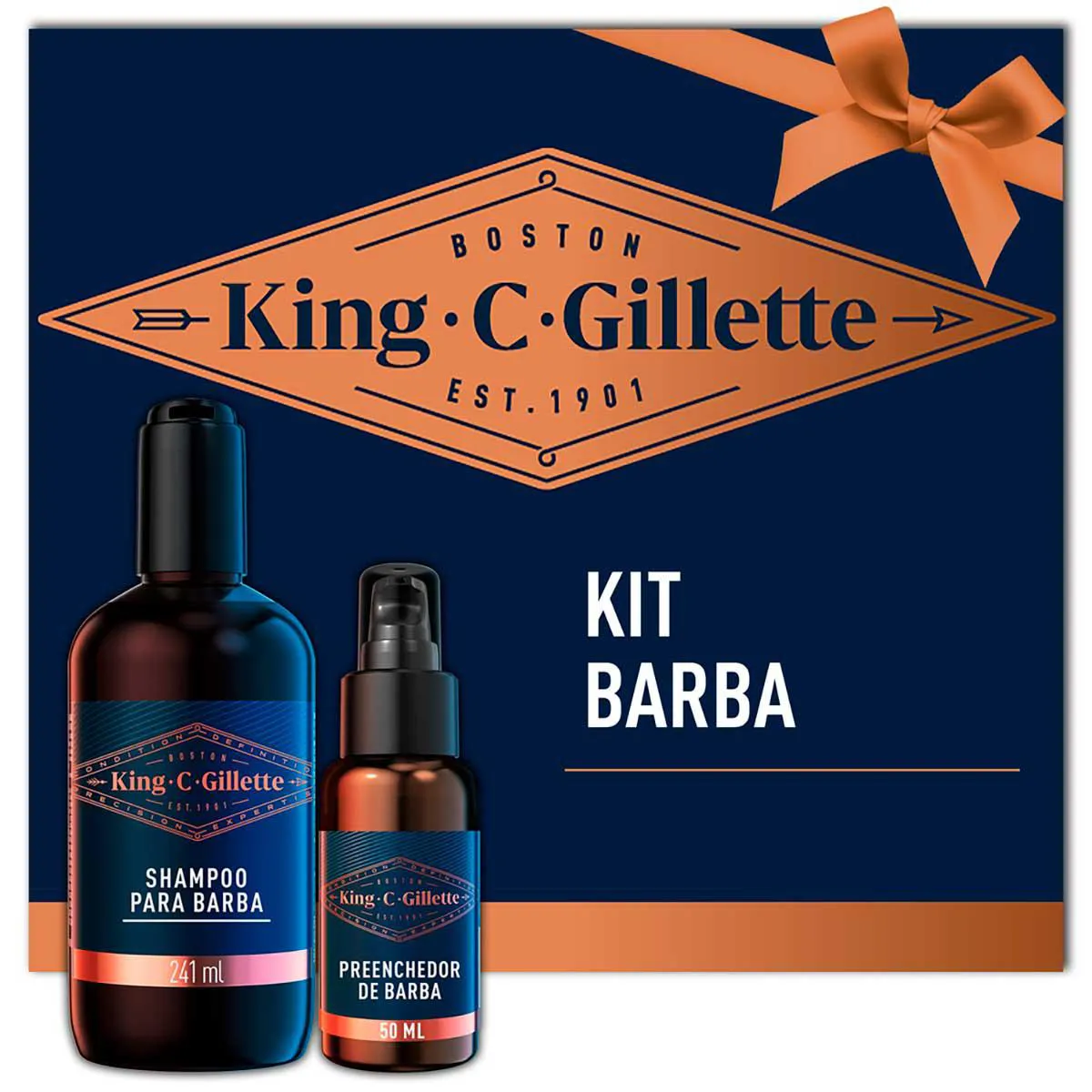 Kit King C. Gillette para Barba Shampoo 241ml + Sérum Preenchedor 50ml