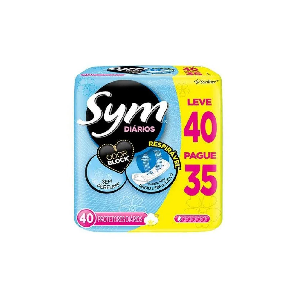 ABSORVENTE SYM PROTETOR DIáRIO SEM PERFUME C/40