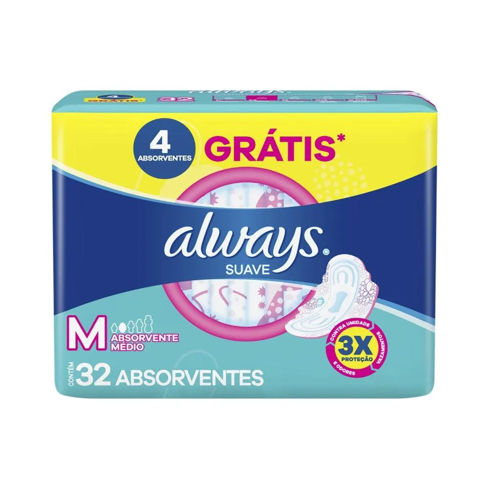 ABSORVENTES ALWAYS MAXI PROTEçãO TOTAL SUAVE