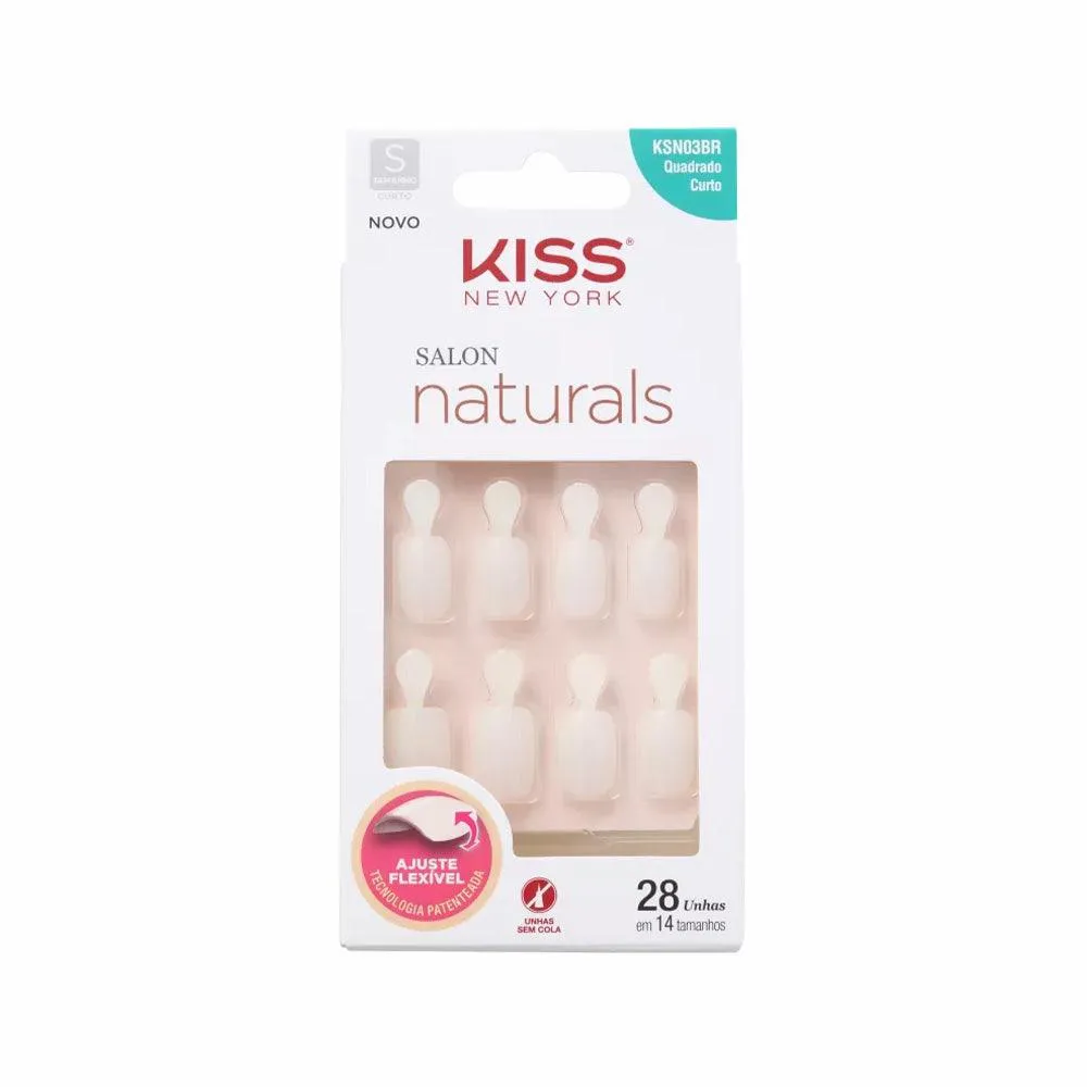 UNHAS POSTIçAS KISS SALON NATURALS CURTO QUADRADO