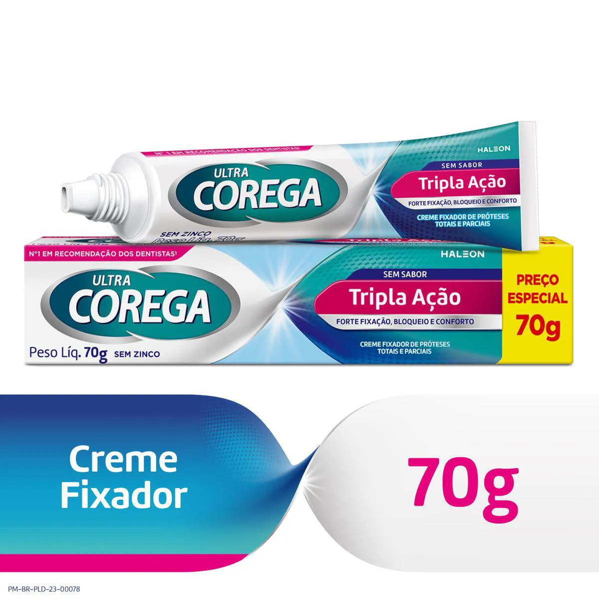 Creme Fixador de Dentadura Ultra Corega Tripla Ação Sem Sabor 70g