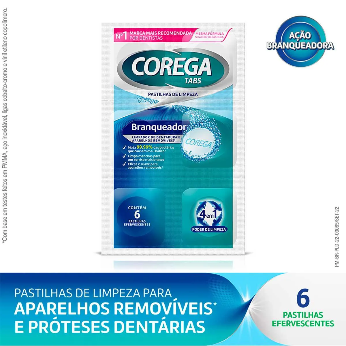 Corega Tabs Branqueador 6 Pastilhas