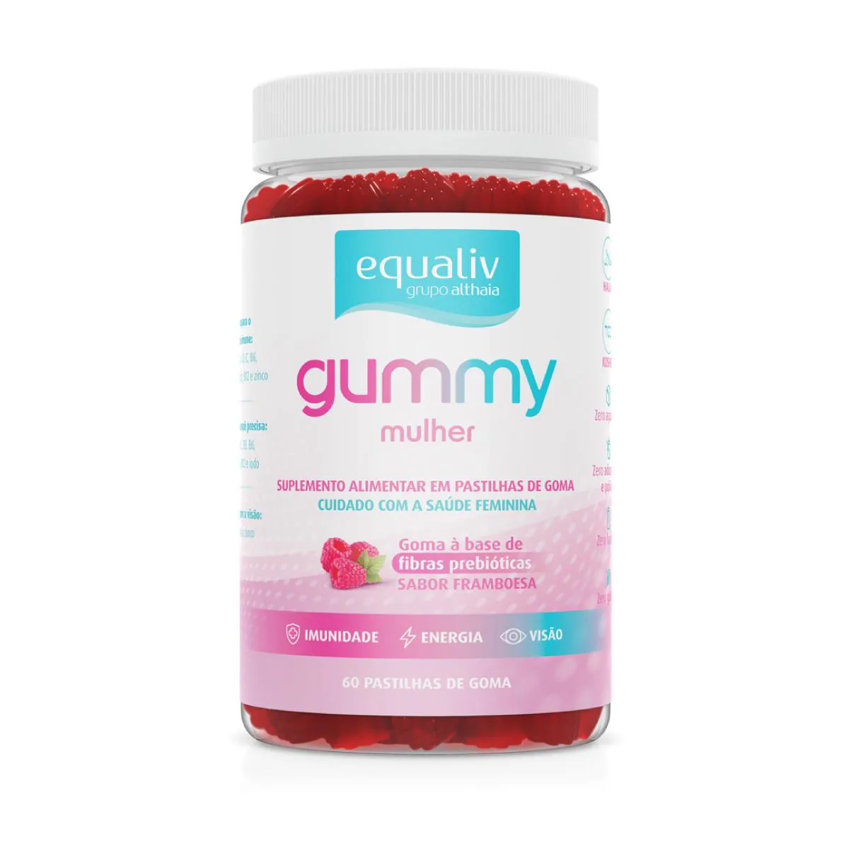 Polivitamínico Gummy Mulher Equaliv Sabor Framboesa 60 gomas