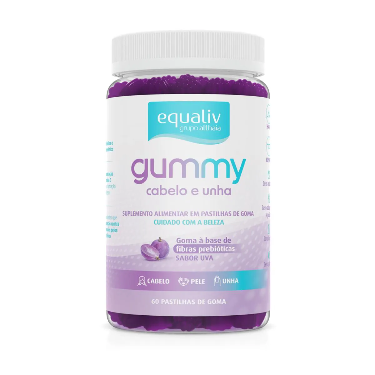 EQUALIV SUPER GUMMY CABELO E UNHA 60 GOMAS | Droga Raia