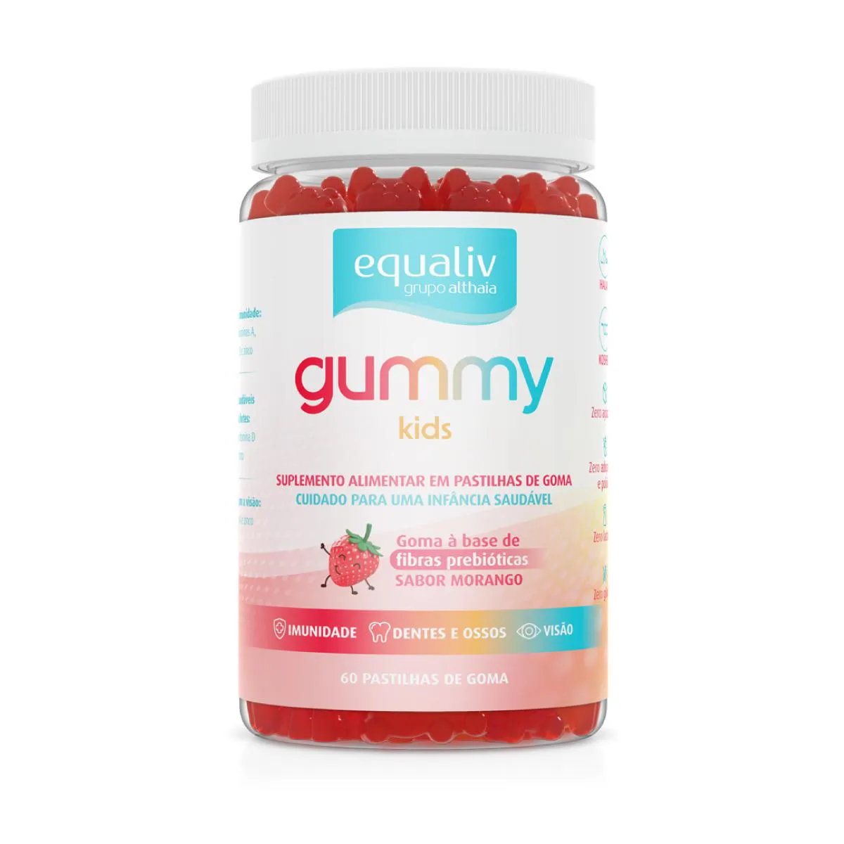 Polivitamínico Gummy Kids Equaliv Sabor Morango 60 gomas