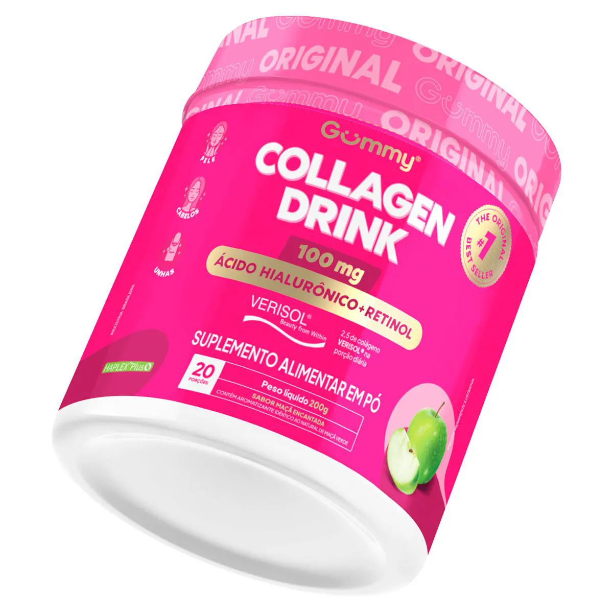 Suplemento Alimentar em Pó Gummy Collagen Drink Maçã Verde 200g