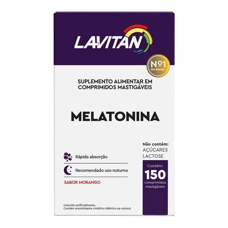 LAVITAN MELATONINA SABOR MORANGO 150 COMPRIMIDOS MASTIGáVEIS