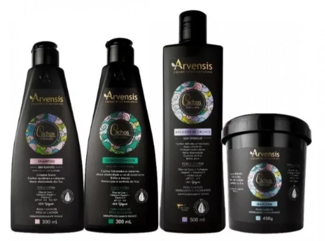 KIT ARVENSIS CACHOS ONDULADOS SHAMPOO CONDICIONADOR ATIVADOR 500ML + MáSCARA 450G
