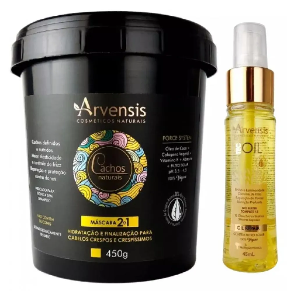 KIT ARVENSIS CACHOS MáSCARA 2X1 + FINALIZADOR TEC OIL 45ML
