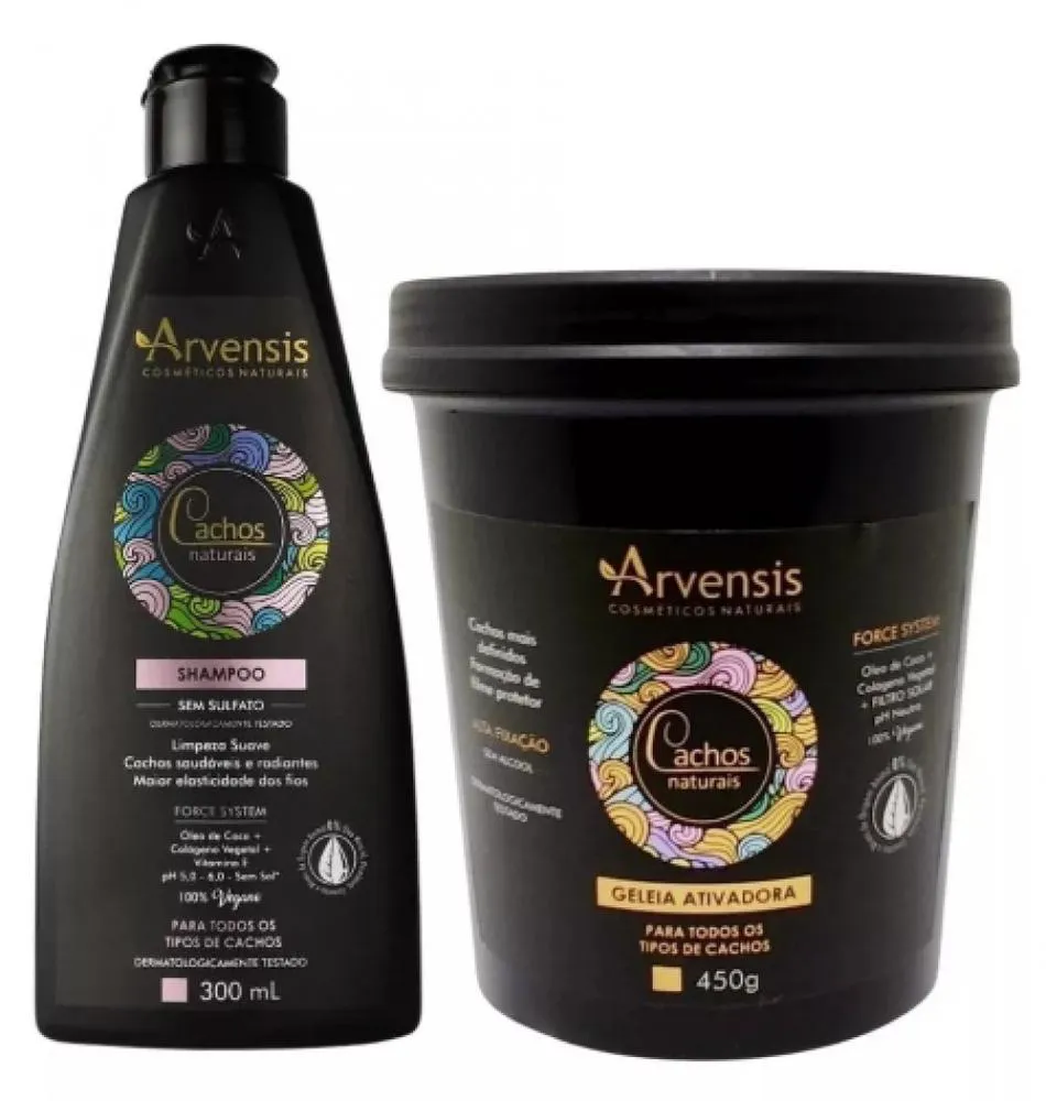 KIT ARVENSIS CACHOS SHAMPOO 300ML + GELEIA ALTA FIXAçãO 450G