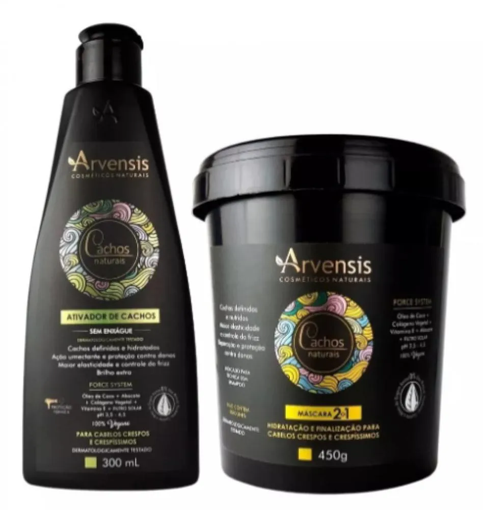 KIT ARVENSIS CACHOS ATIVADOR CRESPO 300ML + MáSCARA 2X1 450G