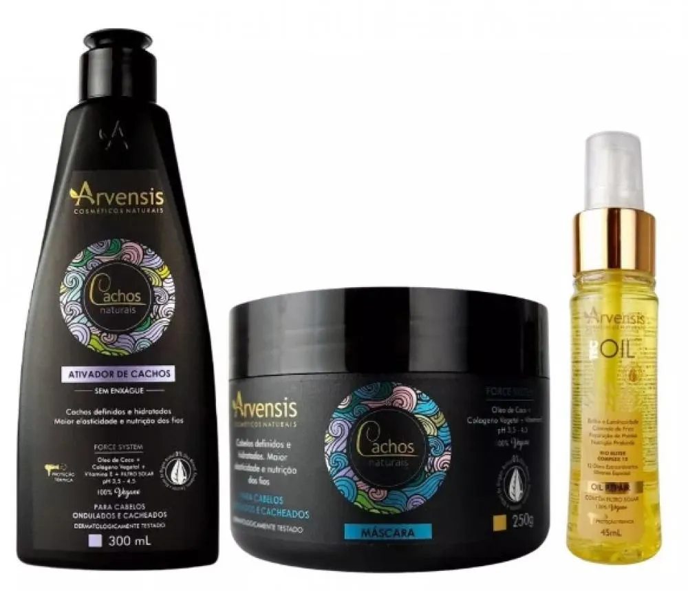 KIT ARVENSIS CACHOS ATIVADOR MASCARA ONDULADO + FINALIZADOR OIL