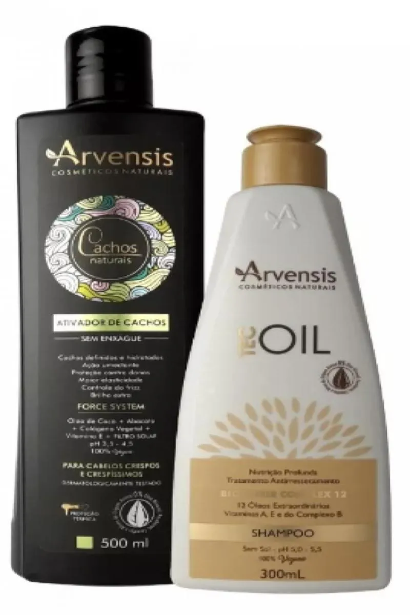KIT ARVENSIS CACHOS DEFINIDOS E HIDRATADOS SHAMPOO E CREME ATIVADOR