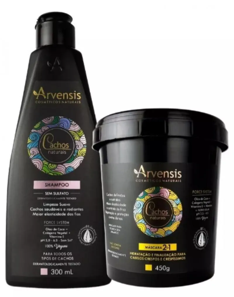 KIT ARVENSIS CACHOS SHAMPOO 300ML E MASCARA 2X1 450G