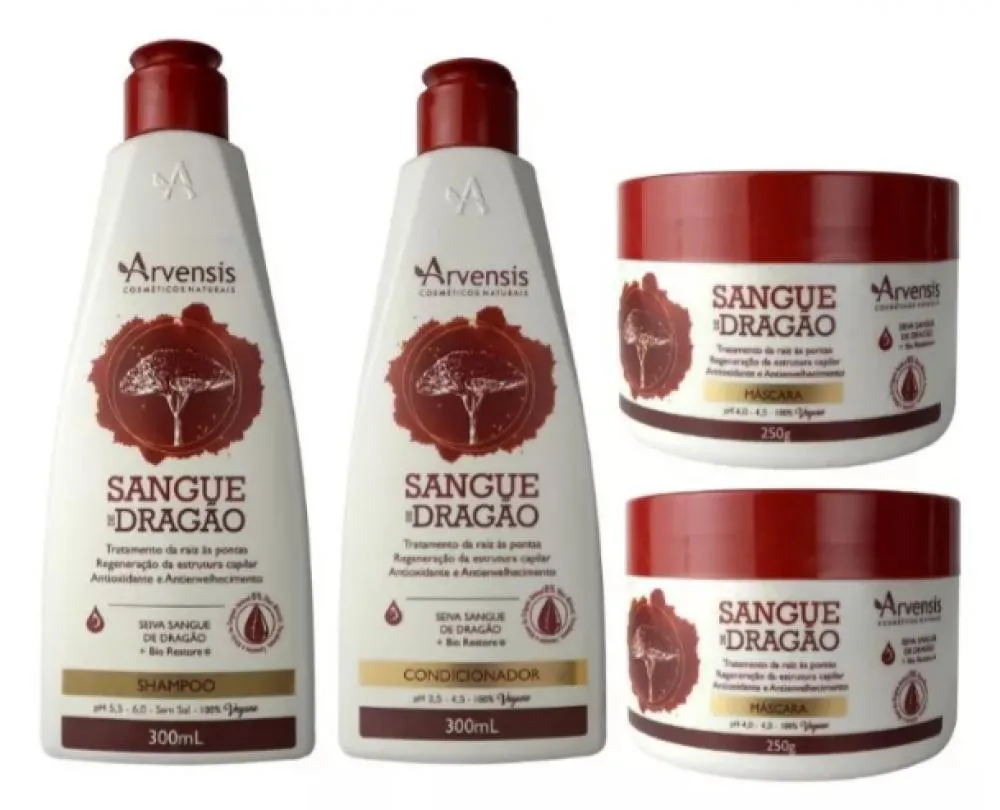 KIT SHAMPOO CONDICIONADOR +2 MáSCARAS SANGUE DRAGãO ARVENSIS