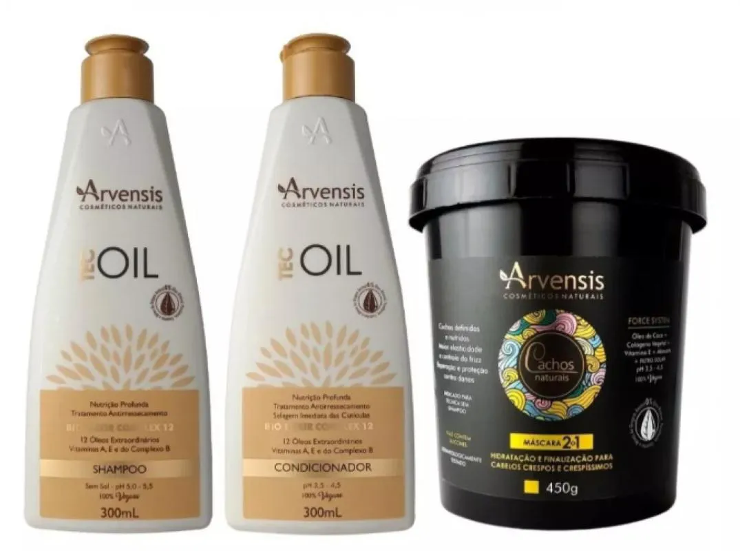 KIT ARVENSIS TEC OIL SHAMPOO E CONDICIONADOR + MáSCARA 2X1 CRESPOS