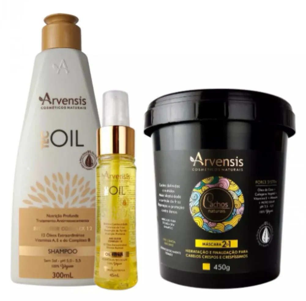 KIT ARVENSIS TEC OIL SHAMPOO E FINALIZADOR + MáSCARA 2X1