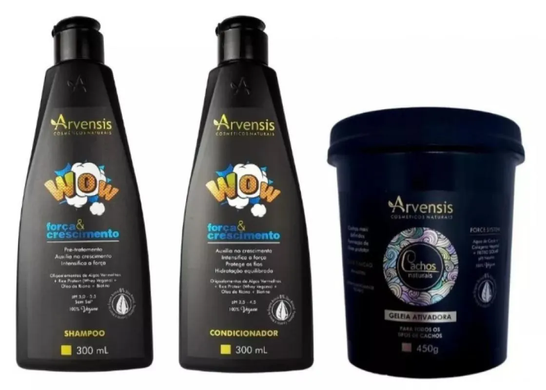 KIT ARVENSIS SHAMPOO E CONDICIONADOR WOW + GELEIA SUAVE 450G