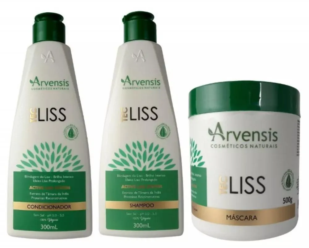 KIT ARVENSIS TEC LISS SHAMPOO + CONDICIONADOR + MASCARA 500G ARVENSIS