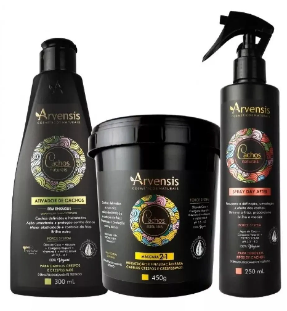 KIT CACHOS ARVENSIS DAY AFTER + ATIVADOR CRESPOS + MASCARA 2X1 450G