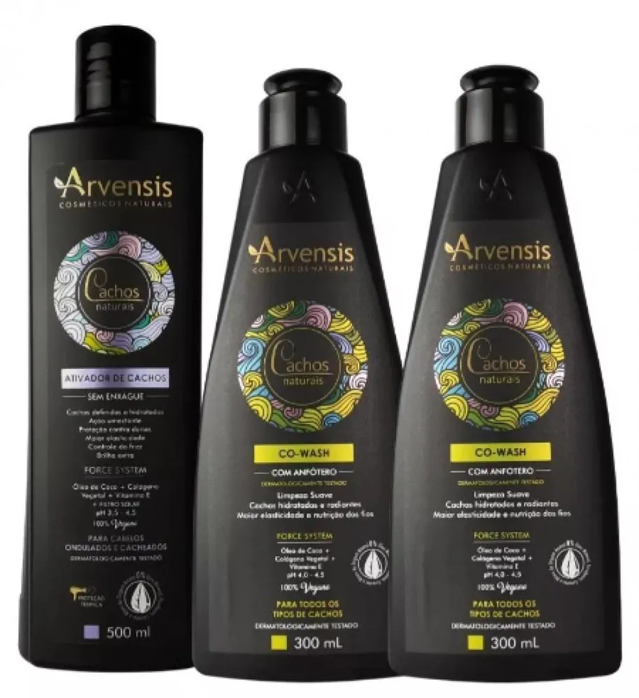 KIT ARVENSIS CACHOS 2 CO-WASH 300ML + 1 ATIVADOR ONDULADOS 500GR