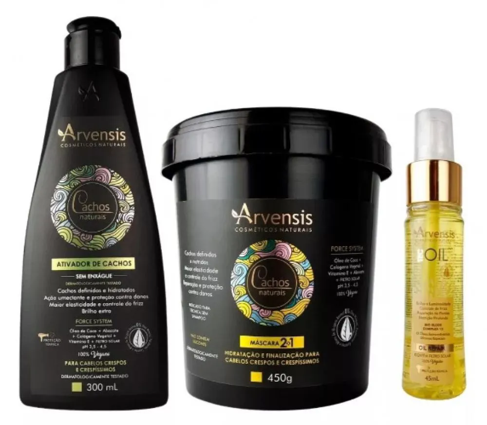 KIT ARVENSIS CACHOS ATIVADOR CRESPO E MáSCARA 2X1 OIL REPAIR