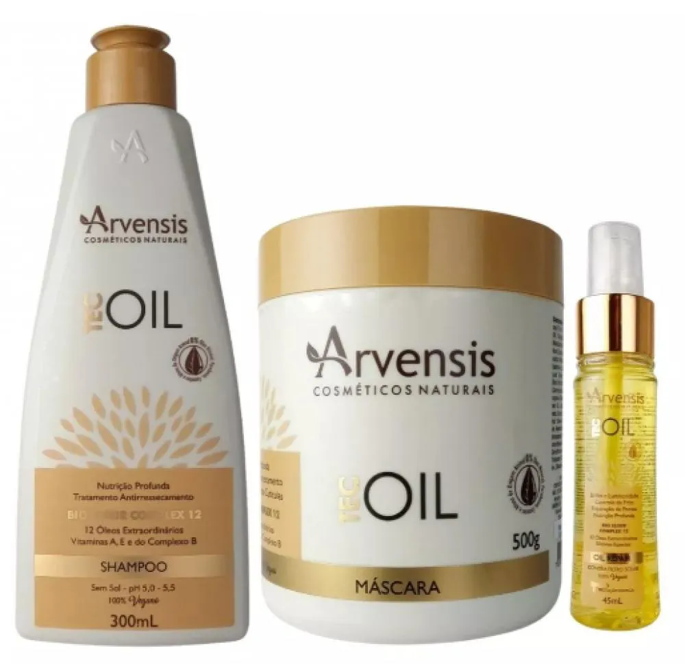 KIT ARVENSIS TEC OIL SHAMPOO MáSCARA 500G FINALIZADOR