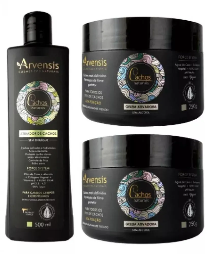 KIT ARVENSIS CACHOS ATIVADOR CRESPOS 500ML + 2 GELEIA ALTA