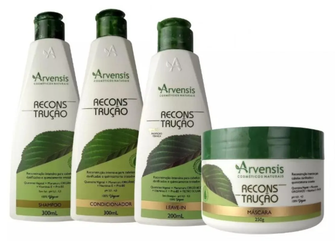 KIT ARVENSIS RECONSTRUçãO SHAMPOO CONDICIONADOR LEAVE-IN MASCARA 250G