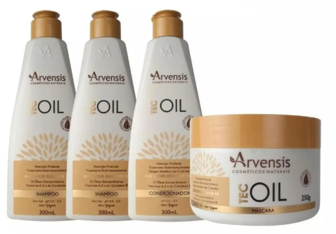 KIT ARVENSIS TEC OIL 2 SHAMPOO + 1 CONDICIONADOR + 1 MáSCARA