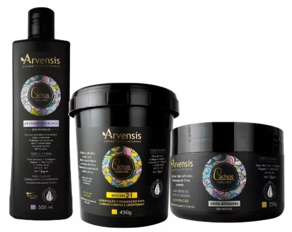 KIT CACHOS ATIVADOR 500ML + MASCARA 2X1 450G + GELEIA SUAVE