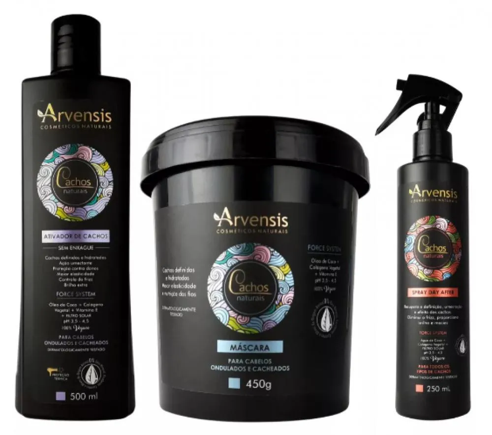 KIT ARVENSIS CACHOS ONDULADOS ATIVADOR + MáSCARA + DAY AFTER