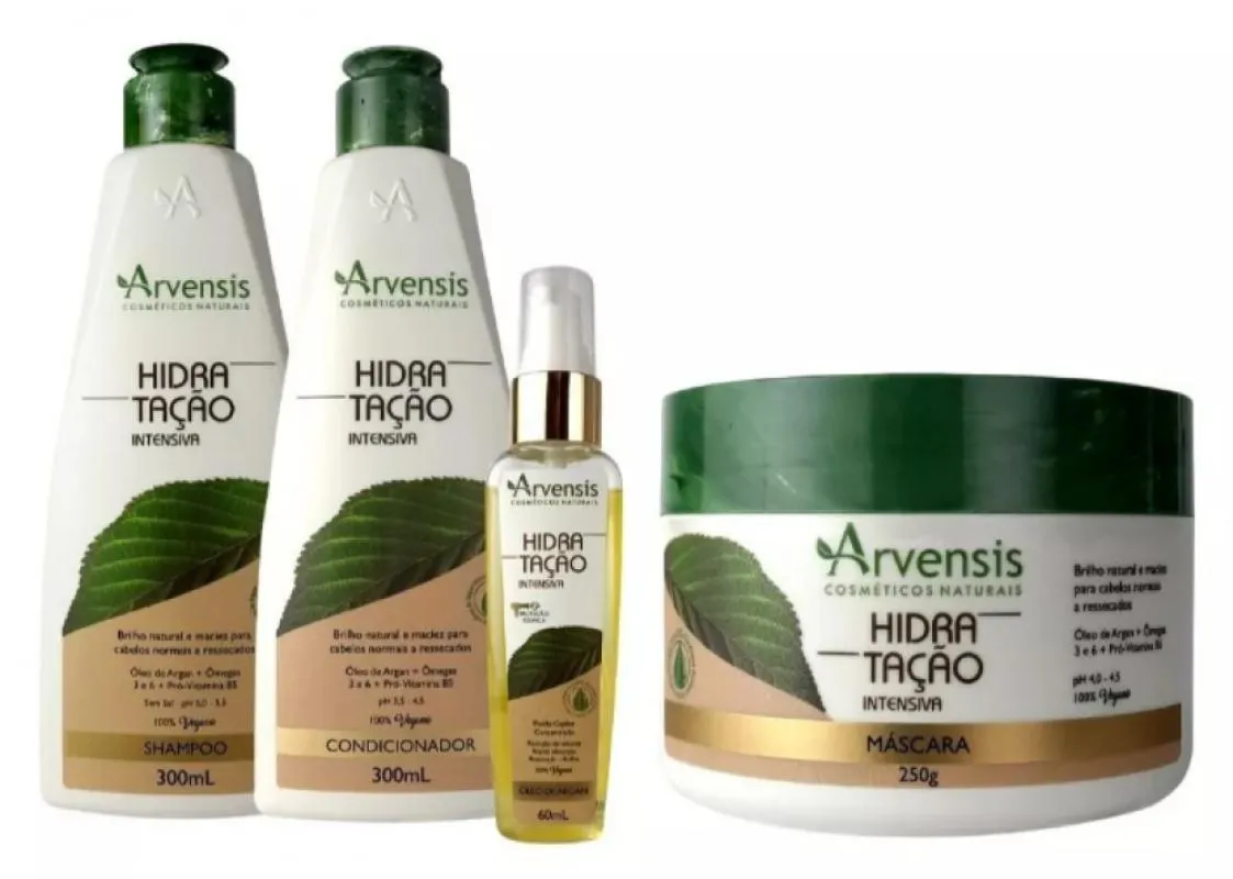 KIT ARVENSIS HIDRATAçãO SHAMPOO CONDICIONADOR ARGAN MASCARA 250G