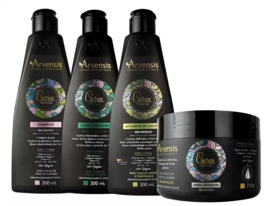 KIT ARVENSIS CRESPOS SHAMPOO CONDICIONADOR ATIVADOR GELEIA SUAVE